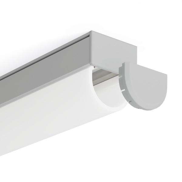 Grauer halbrunder Profilabschluss für LED-Profilleisten